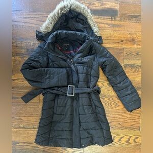 Banana Republic Women Winter Puffer Belt Jacket Black Small Warm S